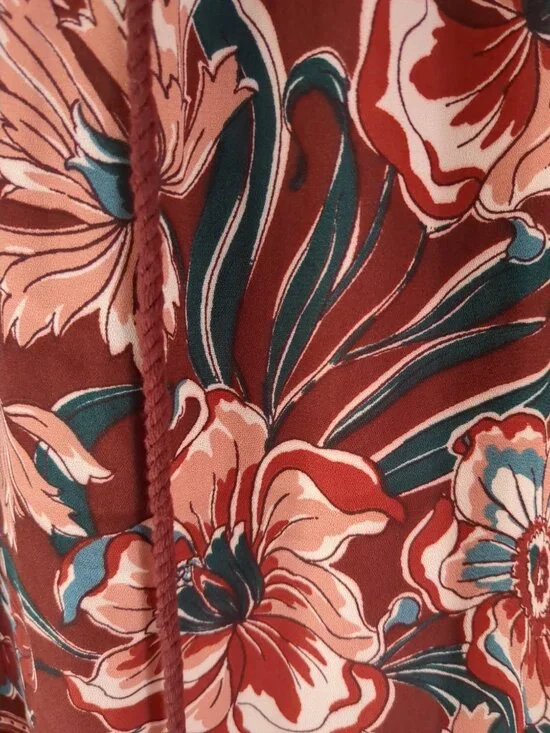 Med DR2 Floral Tunic / Blouse / Top with Button Long or Roll Up Sleeves - Picture 10 of 16